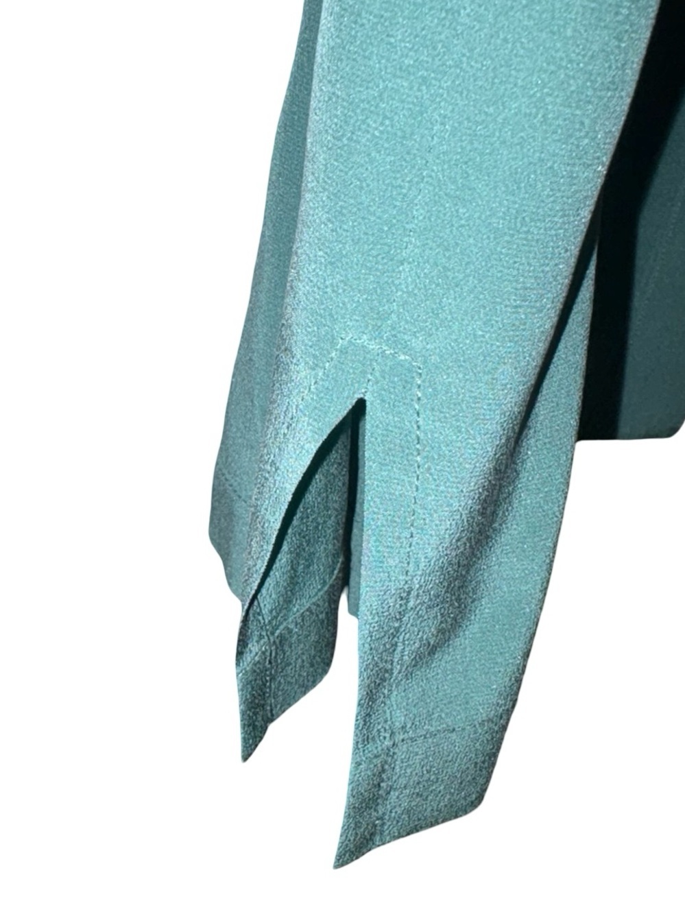 Vintage Blue Ice 100% Silk Green Blouse Shoulder Pads Size 4 - Picture 3 of 7
